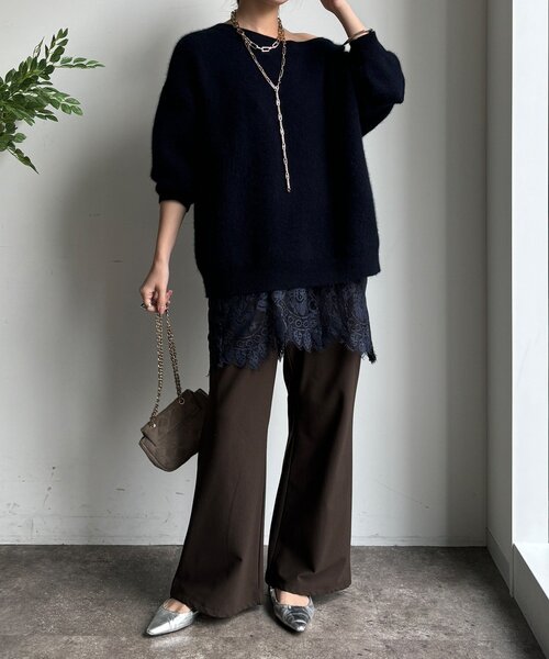 DouDou（ドゥドゥ）の「裏起毛セミフレアイージーパンツ（その他パンツ・レディース・ライトベージュ/ブラック/ブラウン・36/38）」の16枚目の写真