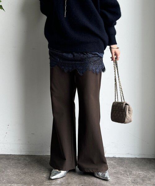 DouDou（ドゥドゥ）の「裏起毛セミフレアイージーパンツ（その他パンツ・レディース・ライトベージュ/ブラック/ブラウン・36/38）」の18枚目の写真