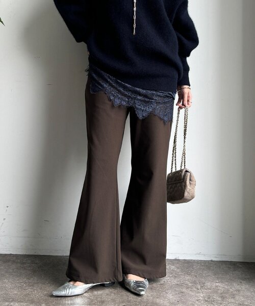 DouDou（ドゥドゥ）の「裏起毛セミフレアイージーパンツ（その他パンツ・レディース・ライトベージュ/ブラック/ブラウン・36/38）」の19枚目の写真