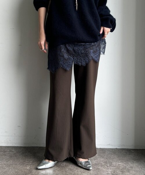 DouDou（ドゥドゥ）の「裏起毛セミフレアイージーパンツ（その他パンツ・レディース・ライトベージュ/ブラック/ブラウン・36/38）」の20枚目の写真