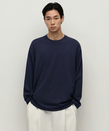 [ヒートタンダード] クルーネック長袖Tシャツ [ネイビー]