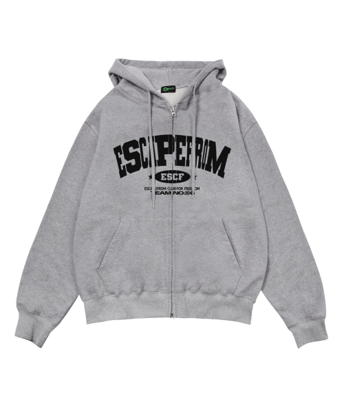 ESCAPEFROM(エスケープフロム)の「ESCF アーチロゴプリント2WAYフードジップアップ グレー(パーカー・レディース・その他・MEDIUM/LARGE)」の1枚目の写真