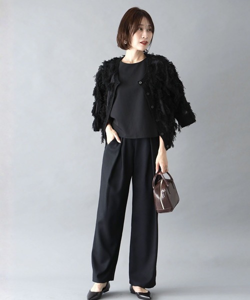 Ehre style(エーレスタイル)の「腰かくしタックパンツ 上質なのに洗える・日本製(その他パンツ・レディース・ブラック・L/M)」の9枚目の写真