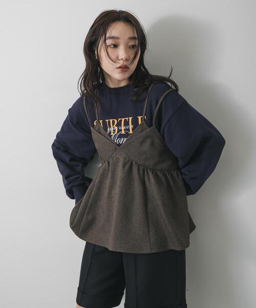 SENSE OF PLACE by URBAN RESEARCH（センスオブプレイスバイアーバンリサーチ）の「レイヤードデザインビスチェ（その他トップス・レディース・ブラウン/ブラック・ONE）」の2枚目の写真