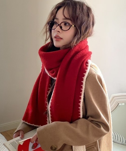 ロゴ入り赤ウールマフラー.. City Ambient Products（シティ アンビエント プロダクツ） マフラー