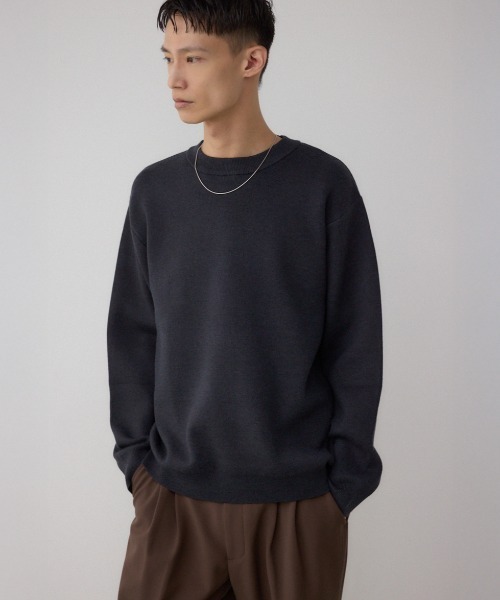 AZUL by moussy(アズールバイマウジー)の「裏ボア配色ニットトップス(ニット/セーター・メンズ・ブラック/ダークブラウン/ダークグレー・MEDIUM/LARGE)」の1枚目の写真