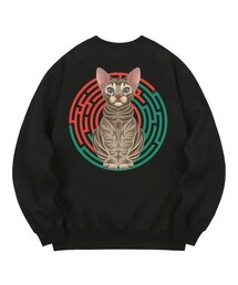 KMB0040 スフィンクスキャット 裏起毛 スウェット - ブラック