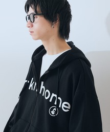【BRKNHOME/ブロークンホーム】【シンプルロゴで着まわしやすい】カレッジロゴ プリント フルジップ スウェットパーカー カジュアル ストリート ユニセックス