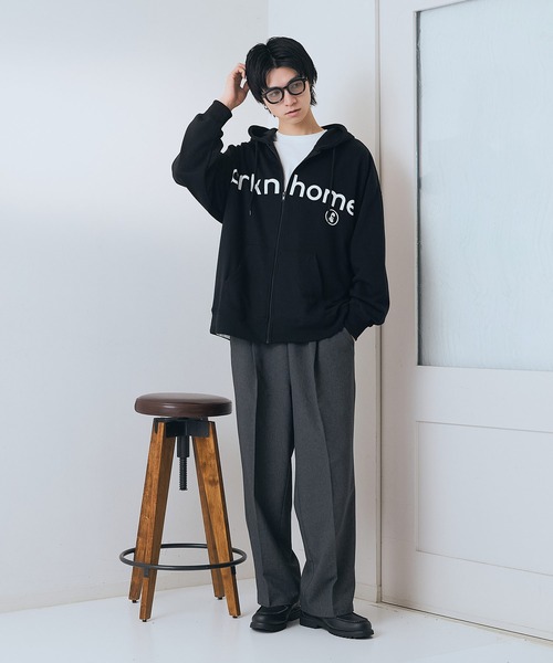 brknhome(ブロークンホーム)の「【BRKNHOME/ブロークンホーム】【シンプルロゴで着まわしやすい】カレッジロゴ プリント フルジップ スウェットパーカー カジュアル ストリート ユニセックス(パーカー・メンズ・ブラック/杢グレー・MEDIUM/LARGE)」の16枚目の写真