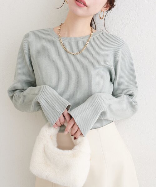 natural couture(ナチュラルクチュール)の「リボン付きマルチWAYニット(ニット/セーター・レディース・ミント/アイボリー/グレイッシュベージュ/ブラック・FREE)」の4枚目の写真