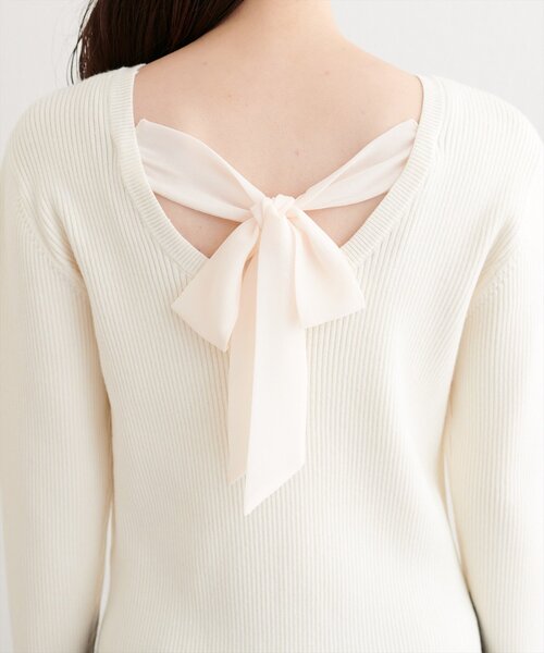 natural couture(ナチュラルクチュール)の「リボン付きマルチWAYニット(ニット/セーター・レディース・ミント/アイボリー/グレイッシュベージュ/ブラック・FREE)」の13枚目の写真