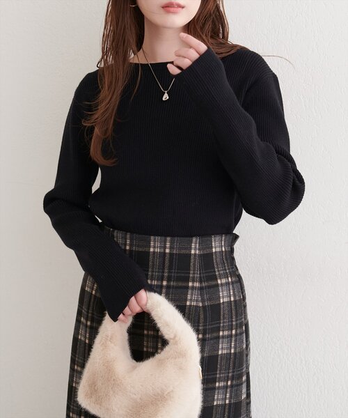 natural couture(ナチュラルクチュール)の「リボン付きマルチWAYニット(ニット/セーター・レディース・ミント/アイボリー/グレイッシュベージュ/ブラック・FREE)」の8枚目の写真