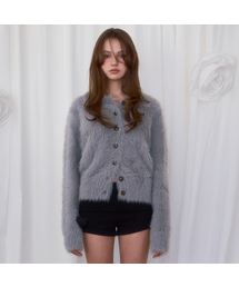 Fur Collar Button Cardigan [Gray]