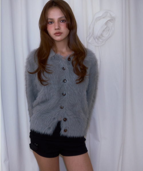 ROSEFRANTZ（ロゼフランツ）の「Fur Collar Button Cardigan [Gray]（カーディガン/ボレロ・レディース・アッシュグレー・FREE）」の2枚目の写真