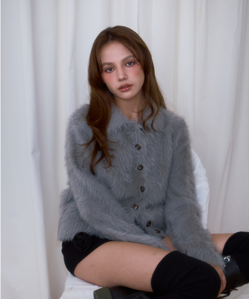 ROSEFRANTZ（ロゼフランツ）の「Fur Collar Button Cardigan [Gray]（カーディガン/ボレロ・レディース・アッシュグレー・FREE）」の3枚目の写真