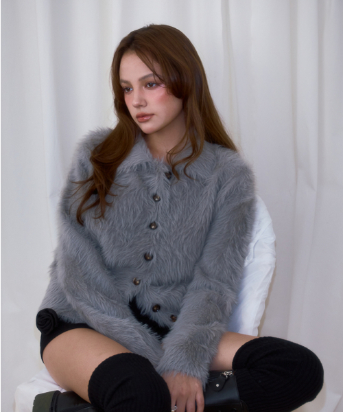 ROSEFRANTZ（ロゼフランツ）の「Fur Collar Button Cardigan [Gray]（カーディガン/ボレロ・レディース・アッシュグレー・FREE）」の4枚目の写真