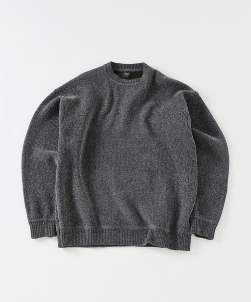 EDIFICE（エディフィス）の「シェニール ヤーン クルーネック ニット（ニット/セーター・メンズ・チャコールグレー/ブラック/ライトグレー/ブラウン/イエロー・MEDIUM/LARGE）」の3枚目の写真