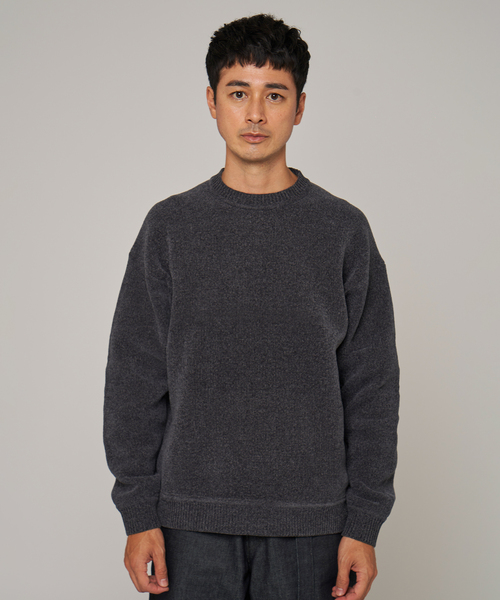 エディフィス（EDIFICE）/シェニール ヤーン クルーネック ニット 追加》シェニール ヤーン クルーネック ニット（ニット/セーター