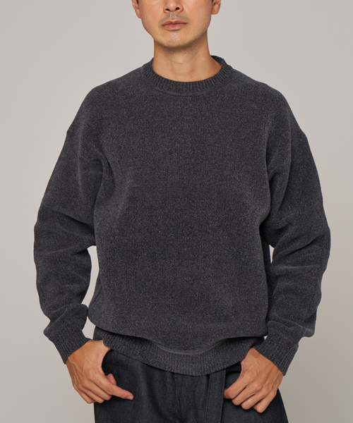 追加》シェニール ヤーン クルーネック ニット（ニット/セーター