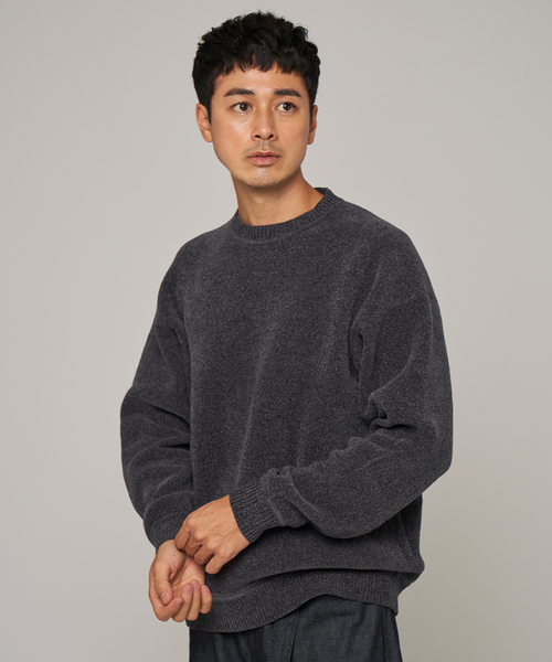 シェニール ヤーン クルーネック ニット（ニット/セーター）｜EDIFICE