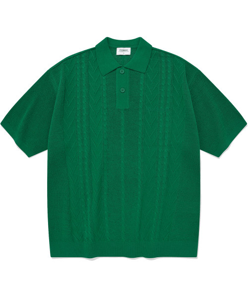 COVERNAT(カバーナット)の「クールケーブルカラー ハーフニット グリーン(ポロシャツ・レディース・その他・SMALL/LARGE/MEDIUM/X-LARGE)」の1枚目の写真