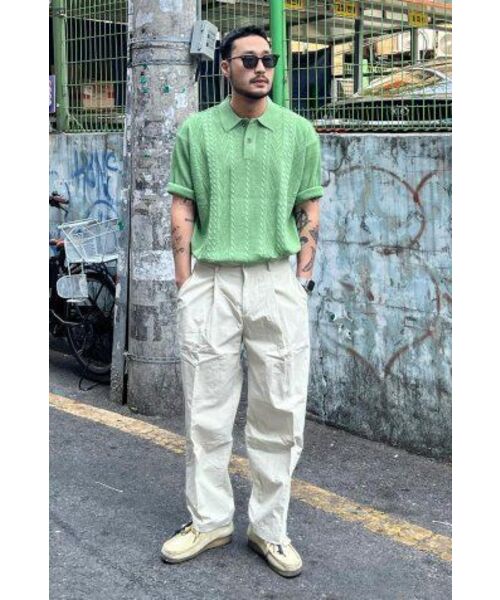 COVERNAT(カバーナット)の「クールケーブルカラー ハーフニット グリーン(ポロシャツ・レディース・その他・SMALL/LARGE/MEDIUM/X-LARGE)」の2枚目の写真