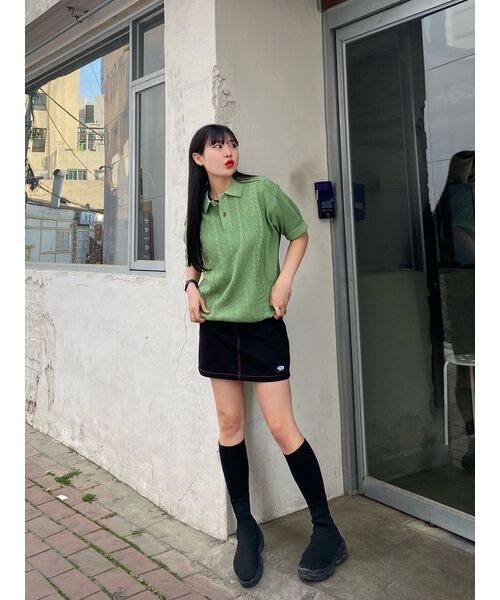COVERNAT(カバーナット)の「クールケーブルカラー ハーフニット グリーン(ポロシャツ・レディース・その他・SMALL/LARGE/MEDIUM/X-LARGE)」の3枚目の写真