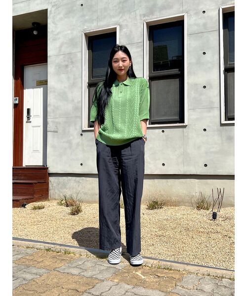 COVERNAT(カバーナット)の「クールケーブルカラー ハーフニット グリーン(ポロシャツ・レディース・その他・SMALL/LARGE/MEDIUM/X-LARGE)」の4枚目の写真
