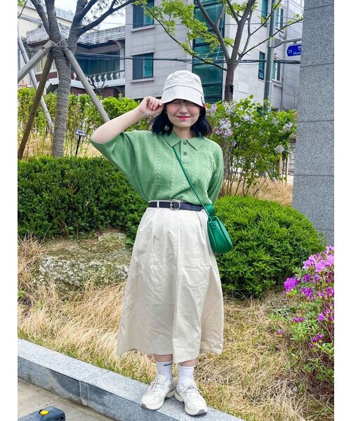 COVERNAT(カバーナット)の「クールケーブルカラー ハーフニット グリーン(ポロシャツ・レディース・その他・SMALL/LARGE/MEDIUM/X-LARGE)」の5枚目の写真