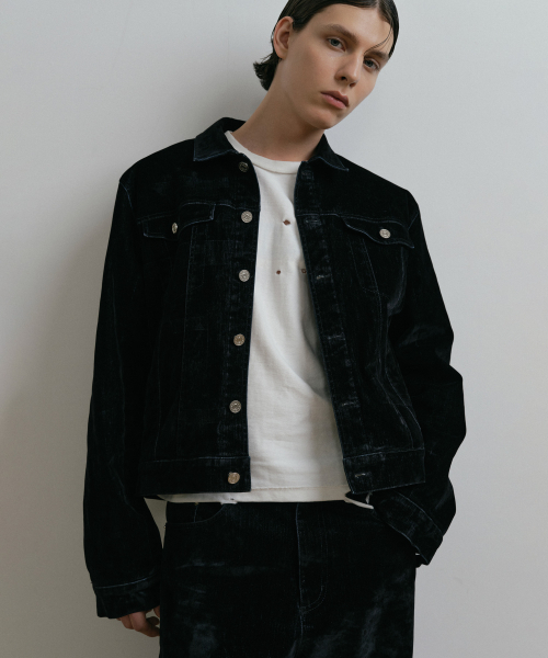 VELVET WASHED PADDED TRUCKER DENIM JACKET (3oz)（デニムジャケット