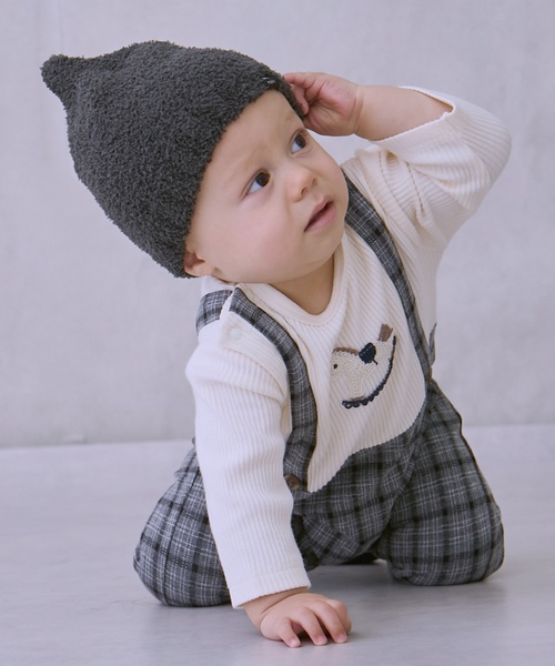 petit main（プティマイン）の「サス付きモチーフカバーオール（ロンパース・キッズ・ネイビー/カラフル・70cm/80ｃｍ）」の3枚目の写真