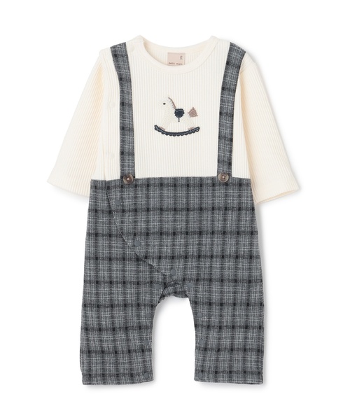 petit main（プティマイン）の「サス付きモチーフカバーオール（ロンパース・キッズ・ネイビー/カラフル・70cm/80ｃｍ）」の4枚目の写真