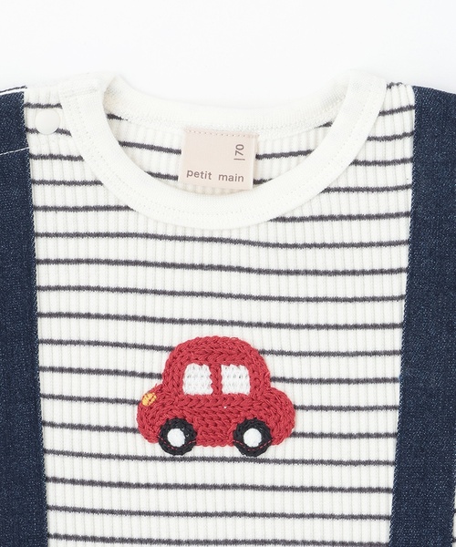 petit main（プティマイン）の「サス付きモチーフカバーオール（ロンパース・キッズ・ネイビー/カラフル・70cm/80ｃｍ）」の6枚目の写真