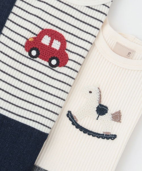 petit main（プティマイン）の「サス付きモチーフカバーオール（ロンパース・キッズ・ネイビー/カラフル・70cm/80ｃｍ）」の7枚目の写真