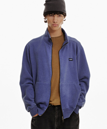 High-neck Pigment Zip-up (indigo blue)