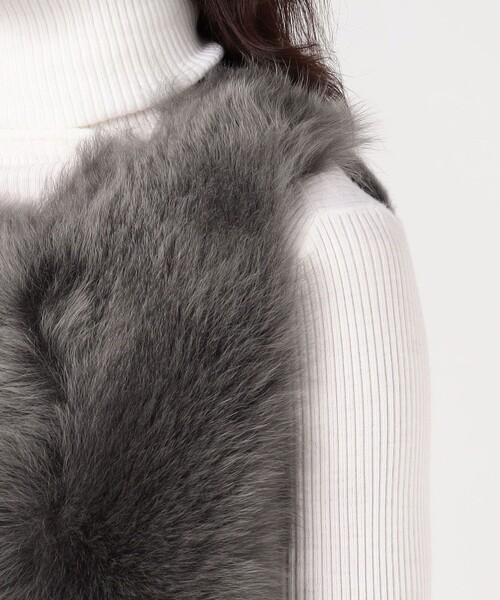 良品✨　カールドノヒュー　ラムスキン　ファー　ジレ　ベスト　Sサイズ　グレー Karl Donoghue（カールドノヒュー） ベスト FEATHER PANELLED