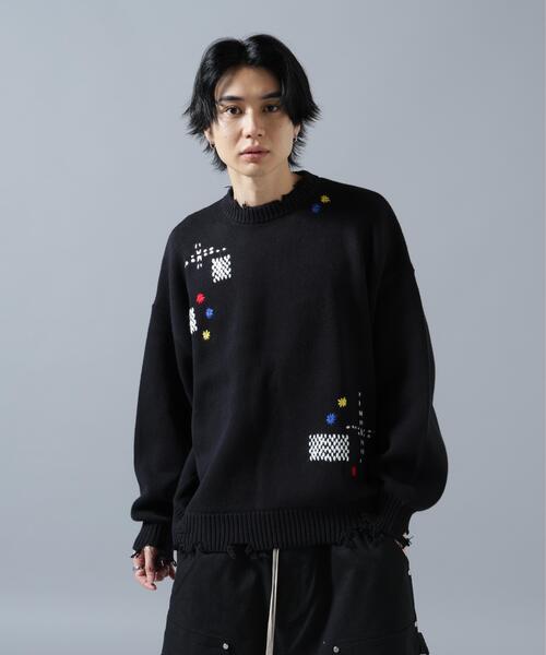 DANKE SCHON(ダンケシェーン)の「【WEB&DEPOT限定】DankeSchon/ダンケシェーン/HAND STITCH KNIT CREWNECK(ニット/セーター・メンズ・その他18/ブラック/ベージュ・M/L)」の7枚目の写真