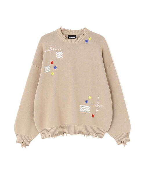 DANKE SCHON（ダンケシェーン）の「【WEB&DEPOT限定】DankeSchon/ダンケシェーン/HAND STITCH KNIT CREWNECK（ニット/セーター・メンズ・その他18/ブラック/ベージュ・M/L）」の2枚目の写真