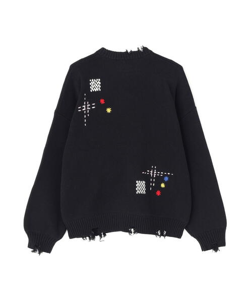 DANKE SCHON（ダンケシェーン）の「【WEB&DEPOT限定】DankeSchon/ダンケシェーン/HAND STITCH KNIT CREWNECK（ニット/セーター・メンズ・その他18/ブラック/ベージュ・M/L）」の4枚目の写真