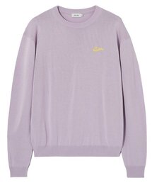 MAYOL（マイヨール）の「スマイルプリントクルーネックニット_ライラックパープル（ニット/セーター）」