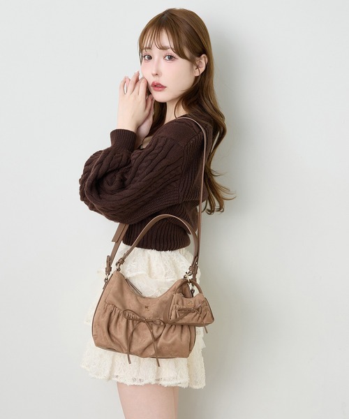 チャーム付きドロストバッグ（ショルダーバッグ）｜one after another