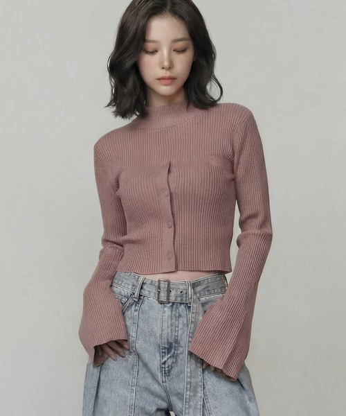 DURAS(デュラス)の「ビスチェ+クロップドニットマルチトップ(ニット/セーター・レディース・ベージュ/ホワイト/ブラック/グレー・FREE)」の11枚目の写真