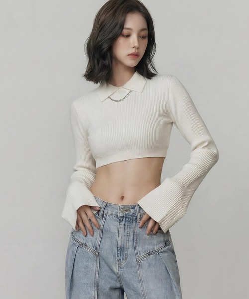 DURAS(デュラス)の「ビスチェ+クロップドニットマルチトップ(ニット/セーター・レディース・ベージュ/ホワイト/ブラック/グレー・FREE)」の7枚目の写真