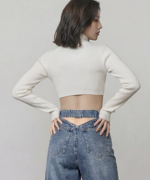 DURAS(デュラス)の「ビスチェ+クロップドニットマルチトップ(ニット/セーター・レディース・ベージュ/ホワイト/ブラック/グレー・FREE)」の8枚目の写真