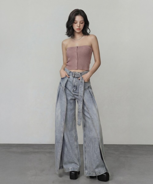 DURAS(デュラス)の「ビスチェ+クロップドニットマルチトップ(ニット/セーター・レディース・ベージュ/ホワイト/ブラック/グレー・FREE)」の20枚目の写真