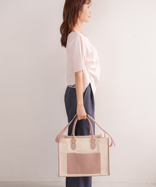 APRILY(アプリリー)の「3way APRILYキャンバストートバッグ M(トートバッグ・レディース・ブラック/グレイッシュベージュ/ブラウン/ピンク・M)」の14枚目の写真