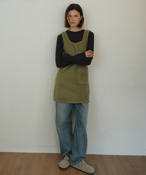 UNNOUT(アナウト)の「FUR VINTAGE DRESS OLIVE(ワンピース・レディース・その他・ONE SIZE)」の3枚目の写真