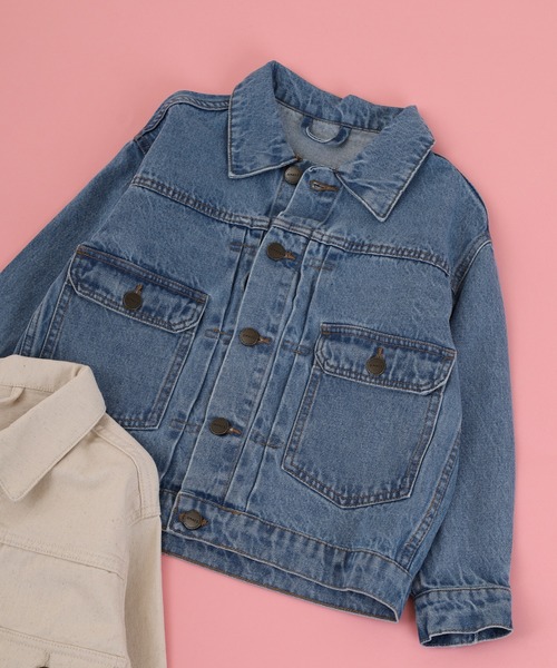 OMNES（オムネス）の「ビッグシルエット デニムジャケット KIDS（デニムジャケット・キッズ・キナリ/ライトインディゴブルー・100cm/120cm/140cm）」の10枚目の写真