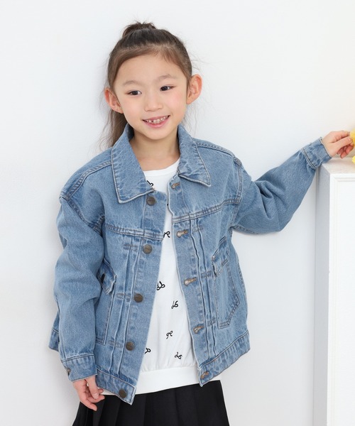 OMNES（オムネス）の「ビッグシルエット デニムジャケット KIDS（デニムジャケット・キッズ・キナリ/ライトインディゴブルー・100cm/120cm/140cm）」の3枚目の写真
