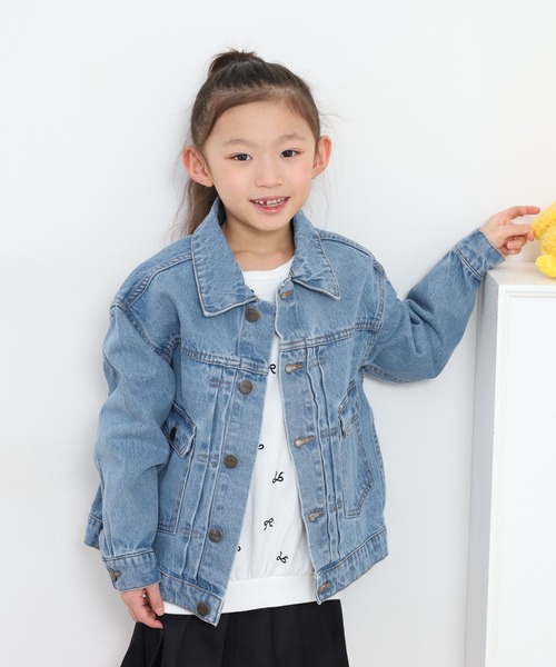 OMNES（オムネス）の「ビッグシルエット デニムジャケット KIDS（デニムジャケット・キッズ・キナリ/ライトインディゴブルー・100cm/120cm/140cm）」の4枚目の写真
